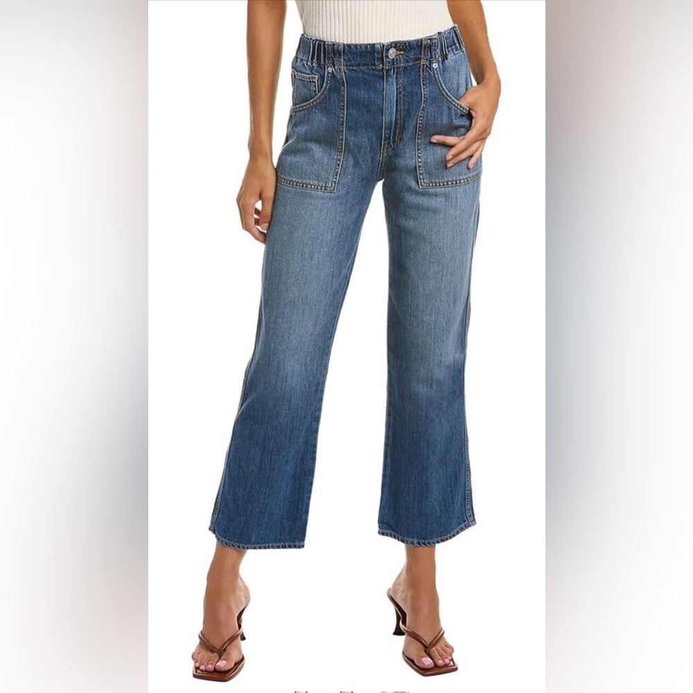 Hudson Remi High rise paper bag straight crop jeans size 25